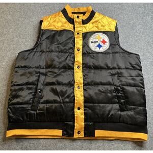 Pittsburgh Steelers Jacket Womens 2XL XXL VEST Satin Puffer Small Marks/Pulls